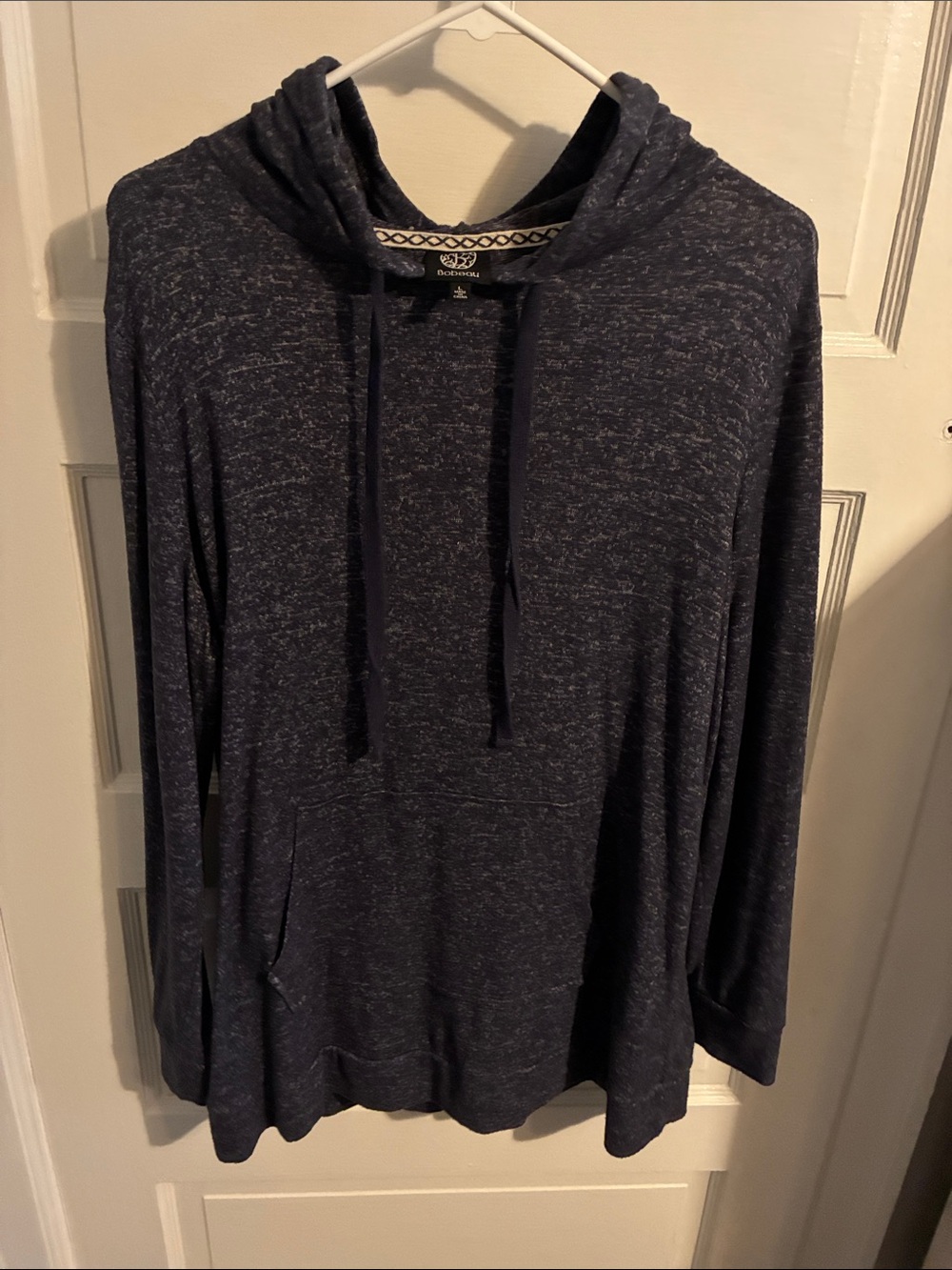 Bobeau Cozy Hooded Pullover in Heather Navy